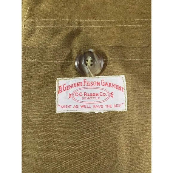FILSON style 66 Waxed Stand Up Tin Cloth Hunting Jacket Size 48 2XL Vintage 80s - Picture 3 of 8